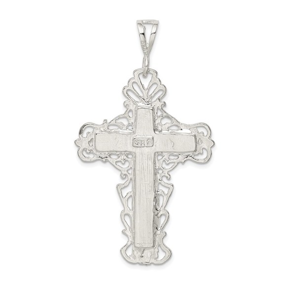 Million Charms 925 Sterling Silver Diamond-Cut Crucifix Necklace Charm Pendant - Picture 4 of 4